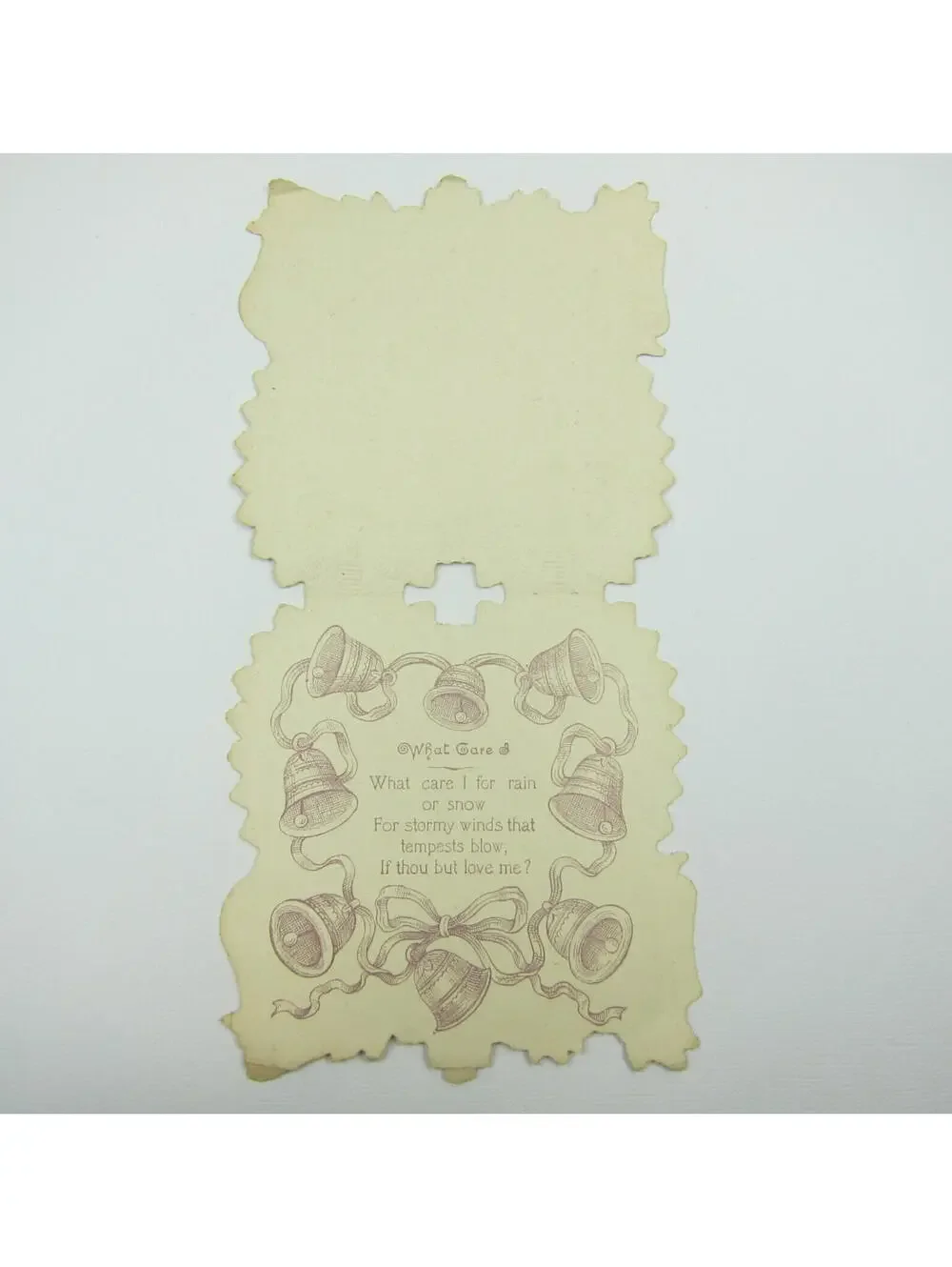 Vintage Valentine Card Gold Die cut Bifold Pink & Yellow Roses Red Hearts Bells